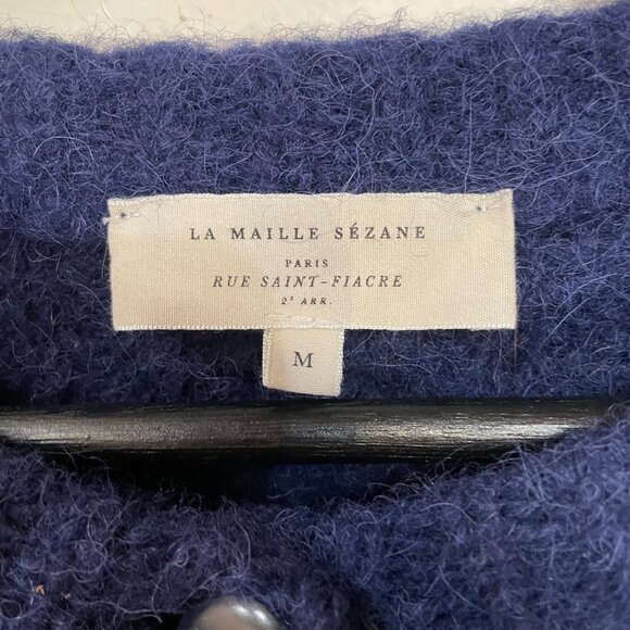 EUC Sezane Basile Mohair Wool Blend Oversized Cardigan Navy Blue Medium - Picture 5 of 7